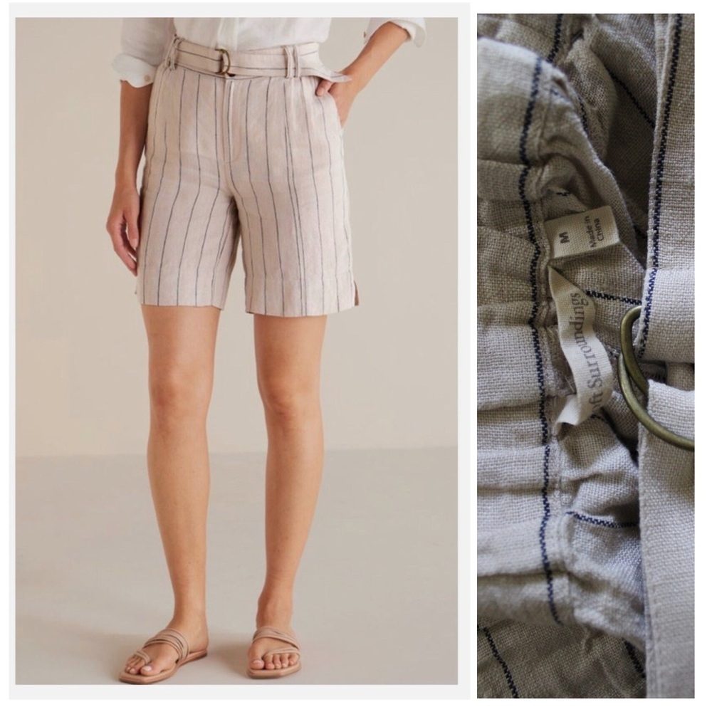Soft Surroundings 100% Linen Montecito Shorts Medium Preowned